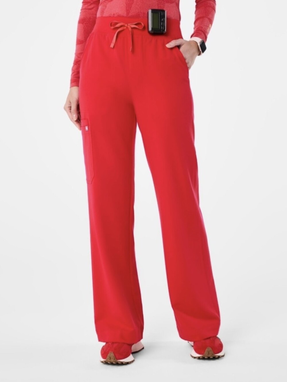 FIGS Isabel High-Rise Wide-Leg Pop Red